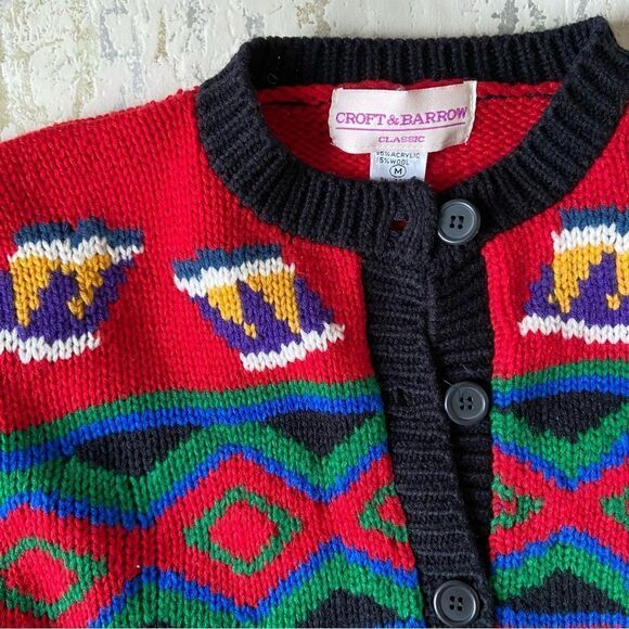 Croft & Barrow classic vintage Nutcracker Christmas ugly sweater cardigan - Picture 8 of 14
